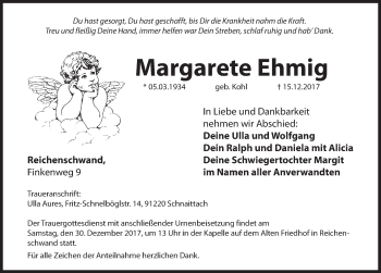 Traueranzeige von Margarete Ehmig von Hersbrucker Zeitung