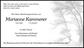 Traueranzeige von Marianne Kammerer von Pegnitz-Zeitung