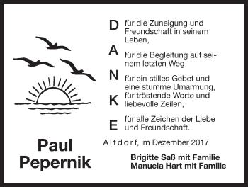 Traueranzeige von Paul Pepernik von Der Bote