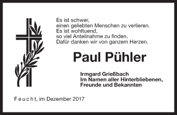 Traueranzeige von Paul Pühler von Der Bote