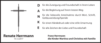Traueranzeige von Renate Herrmann von Hersbrucker Zeitung