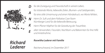 Traueranzeige von Richard Lederer von Hersbrucker Zeitung