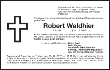 Traueranzeige von Robert Waldhier von Der Bote