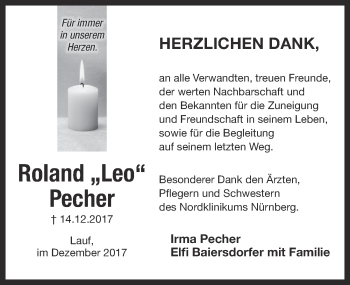 Traueranzeige von Roland Pecher von Pegnitz-Zeitung