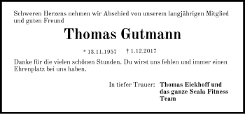Traueranzeige von Thomas Gutmann von Pegnitz-Zeitung