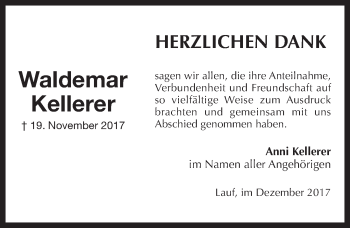 Traueranzeige von Waldemar Kellerer von Pegnitz-Zeitung