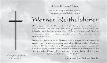 Traueranzeige von Werner Reithelshöfer von Hersbrucker Zeitung