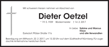 Traueranzeige von Dieter Oetzel von Der Bote