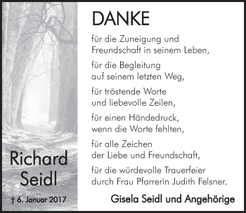 Traueranzeige von Richard Seidl von Hersbrucker Zeitung