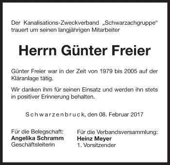 Traueranzeige von Günter Freier von Der Bote