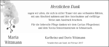 Traueranzeige von Maria Wittmann von Pegnitz-Zeitung