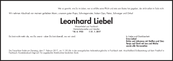 Traueranzeige von Leonhard Liebel von Der Bote