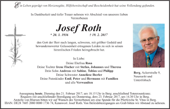 Traueranzeige von Josef Roth von Der Bote