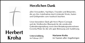 Traueranzeige von Herbert Kroha von Pegnitz-Zeitung