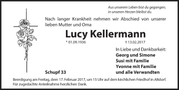 Traueranzeige von Lucy Kellermann von Hersbrucker Zeitung