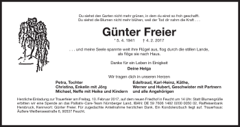 Traueranzeige von Günter Freier von Der Bote