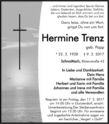 Traueranzeige von Hermine Trenz von Pegnitz-Zeitung