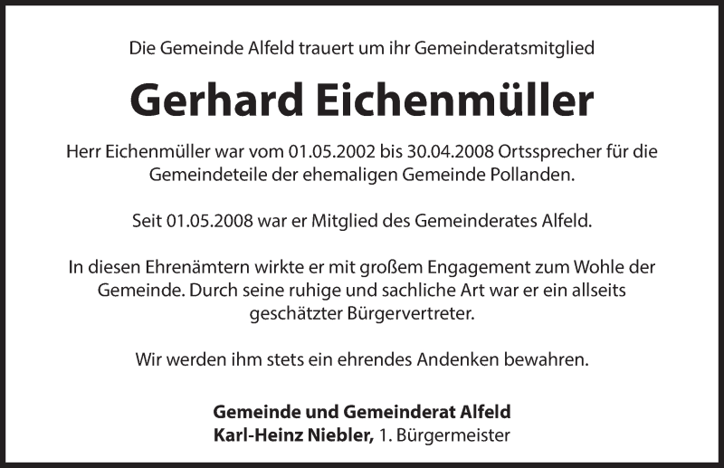  Traueranzeige für Gerhard Eichenmüller vom 25.02.2017 aus Hersbrucker Zeitung