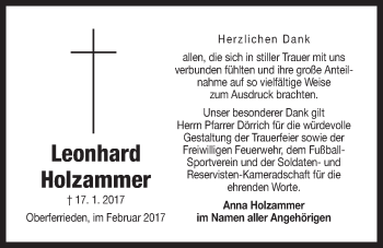 Traueranzeige von Leonhard Holzammer von Der Bote
