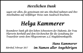 Traueranzeige von Helga Kammerer von Hersbrucker Zeitung