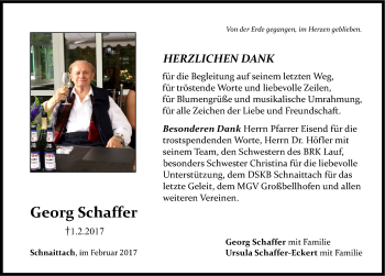 Traueranzeige von Georg Schaffer von Pegnitz-Zeitung