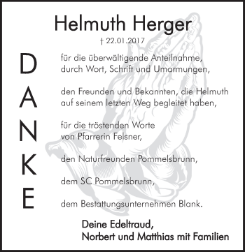 Traueranzeige von Helmuth Herger von Hersbrucker Zeitung