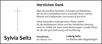Traueranzeige von Sylvia Seitz von Pegnitz-Zeitung