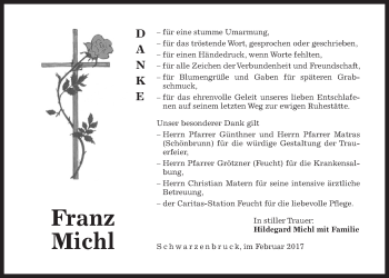 Traueranzeige von Franz Michl von Der Bote