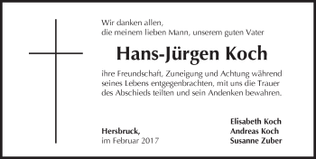 Traueranzeige von Hans-Jürgen Koch von Hersbrucker Zeitung