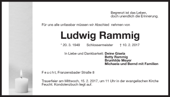 Traueranzeige von Ludwig Rammig von Der Bote