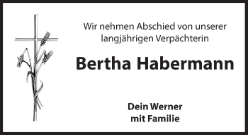 Traueranzeige von Bertha Habermann von Hersbrucker Zeitung