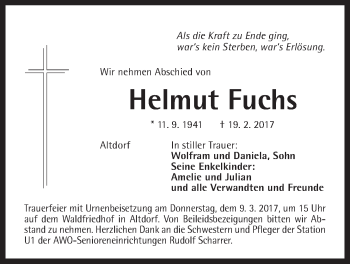 Traueranzeige von Helmut Fuchs von Der Bote