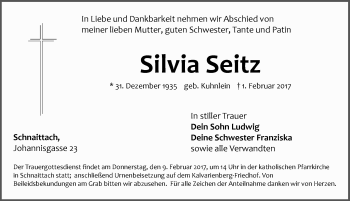 Traueranzeige von Silvia Seitz von Pegnitz-Zeitung
