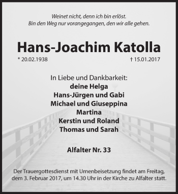 Traueranzeige von Hans-Joachim Katolla von Hersbrucker Zeitung