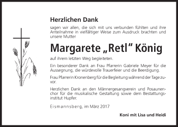 Traueranzeige von Margarete König von Der Bote