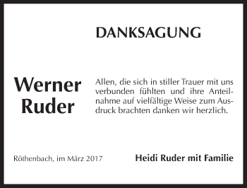 Traueranzeige von Werner Ruder von Pegnitz-Zeitung