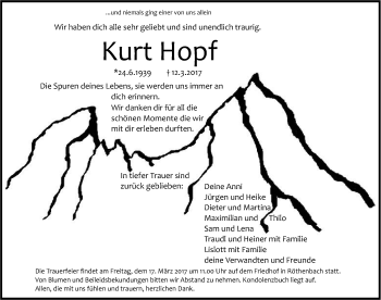 Traueranzeige von Kurt Hopf von Pegnitz-Zeitung