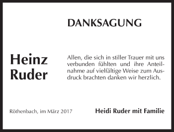 Traueranzeige von Heinz Ruder von N-Land