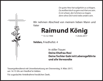 Traueranzeige von Raimund König von Hersbrucker Zeitung