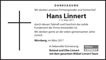 Traueranzeige von Hans Linnert von Hersbrucker Zeitung
