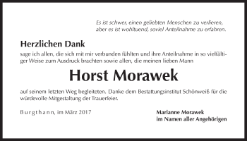 Traueranzeige von Horst Morawek von Der Bote
