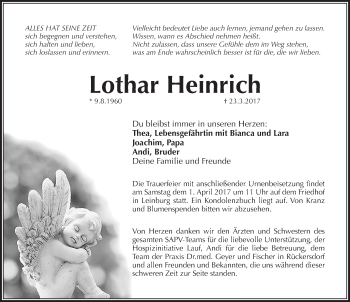 Traueranzeige von Lothar Heinrich von Pegnitz-Zeitung
