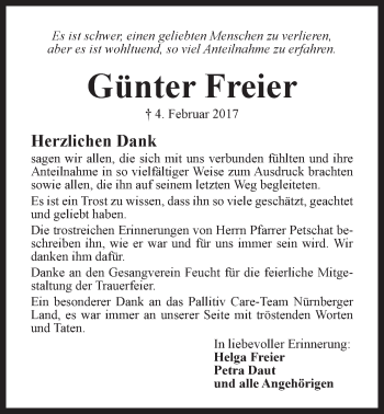 Traueranzeige von Günter Freier von Der Bote