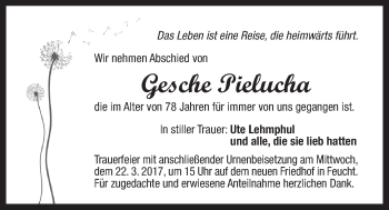 Traueranzeige von Gesche Pielucha von N-Land
