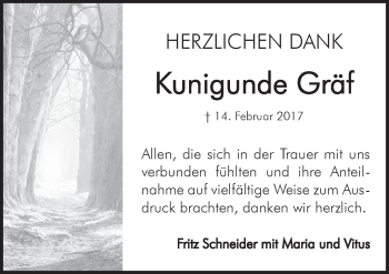 Traueranzeige von Kunigunde Gräf von Hersbrucker Zeitung