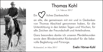 Traueranzeige von Thomas Kohl von N-Land