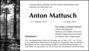 Traueranzeige von Anton Mattusch von Pegnitz-Zeitung
