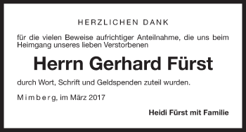 Traueranzeige von Gerhard Fürst von Der Bote