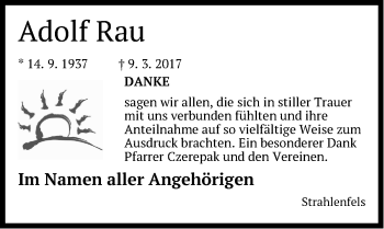 Traueranzeige von Adolf Rau von Pegnitz-Zeitung