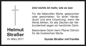 Traueranzeige von Helmut Straßer von Der Bote